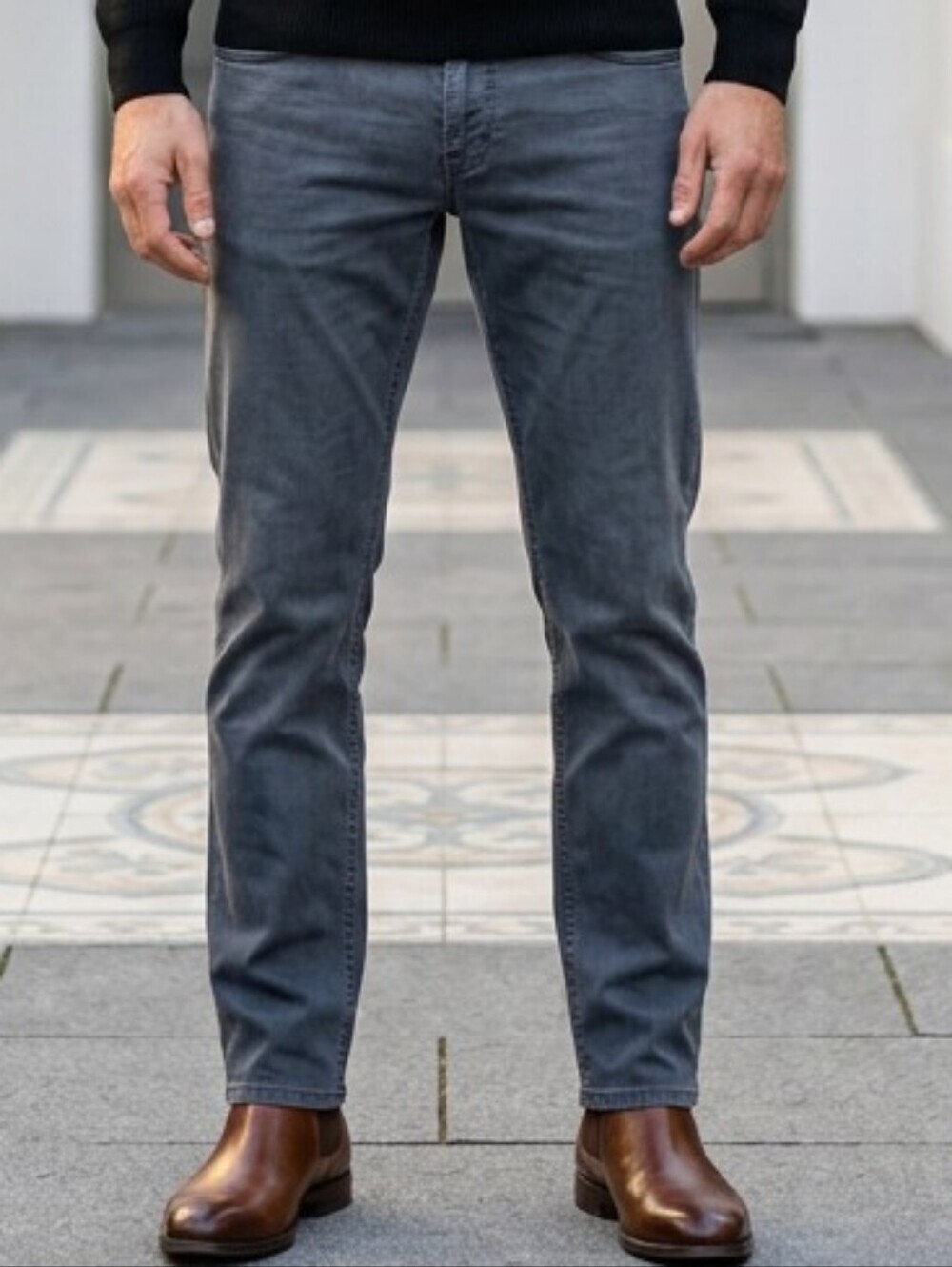 Men's BRAX Blue Gray Cooper Fancy Regular Fit Straight Leg Denim Jeans Waist 32